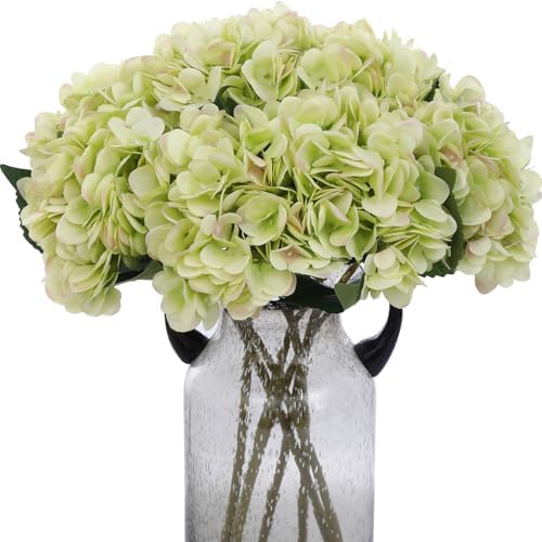 Kimura's Cabin 6pcs Hydrangea Artificial Flowers Fake Hydrangeas,Lime Green by WeddingPartyArrangementBouquetsDecorationArtificialFlowers