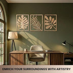 qmmp Modern Wooden Wall Sculptures - Set of 3 - Home Decor Accent - Large Wall Art for Living Room, Bedroom, Office - Easy Installation (Oak, Large - Tree Leaves) - Image 4