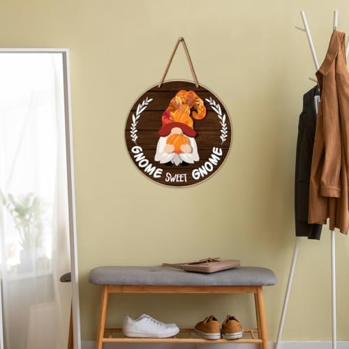 Interchangeable Gnome Welcome Sign Fall Halloween Door Wreath - Image 5