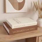 MAOBUYOU Decorative Storage Books Set of 2, Linen Cover, Gold Letters, Beige and Brown - Image 3