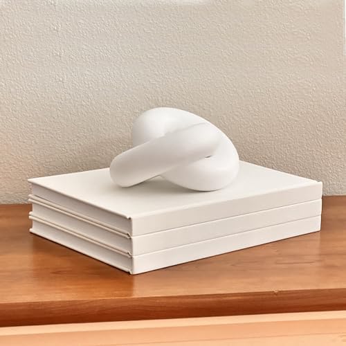 Decorative Linen Book Set – Set of 3 Extra Large Real Books | Coffee Table & Shelf Mantle Decor | Modern Home Decoration | Guest Book Journals [White] - Image 2