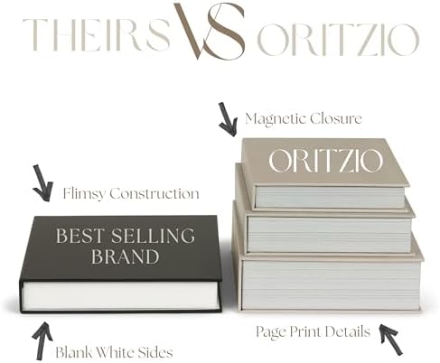 ORITZIO Oversized Set of 9 Faux Books with Hidden Storage (Black), Fashion Books, Coffee Table Accessory, Bookshelf Decor, Home Staging - Image 6