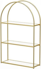 Crofy 3-Tier Arched Wall Shelf with Gold Frame & Transparent Shelves by CrofyLLC