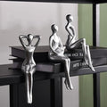 Quoowiit Thinker Statue Office Desk Decor, Silver Art Sculpture Ornament Coffee Table Bookshelf Decor Modern Home Unique Home Decorations for Living Room 3 Piece by Quoowiit