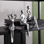Quoowiit Thinker Statue Office Desk Decor, Silver Art Sculpture Ornament Coffee Table Bookshelf Decor Modern Home Unique Home Decorations for Living Room 3 Piece by Quoowiit