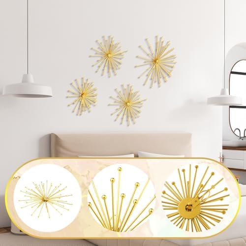 Shimeyao 4 Pcs Gold Starburst Wall Decor, Metal Spike with Orb Wall Art - Image 5