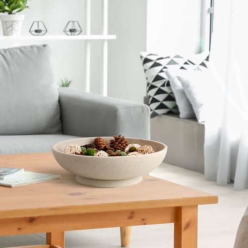 L'ARL GMVOI Large Decorative Bowl,Modern Fruit Bowl for Kitchen Counter,Handicraft Decorative Bowls for Home Decor,Stylish Key Bowl for Entry Table - Artificial Stone Beige - Image 6