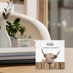 Highland Cow Bathroom Decor - Hello Sweet Cheeks Bathroom Decor, Funny Highland Cow Wood Signs, 5 X 5 Inches - Image 3