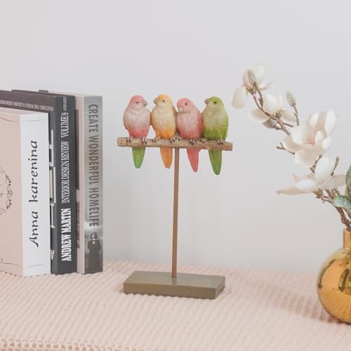 Braxio Bird Figurines Home Decor – Resin Tabletop Pink Bird Decor for Shelf Bookcase Dresser Modern Farmhouse Decorative Accent for Living Room Bedroom Office Gift - Image 5