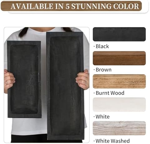 Hanobe Large Wood Decorative Dough Bowl for Coffee Table Decor, 20" Black - Image 5