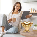 Home Mantel Decor Accents, Minimalist Heart Decoration and Accessories, Living Room, Office, Dining Table, TV Stand, Library Peace Sign Hand Sculpture， Coffee Shelf Ornament (Small), valentine - Image 3