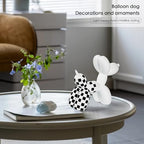 Notakia Black and White Checkered Racing Car Pattern Balloon Dog Statue Crafts Living Room Desktop Decorations,Handmade Modern Small Shelf Decor Animal Statue Ornament Home Decor (Big White Dog) - Image 4