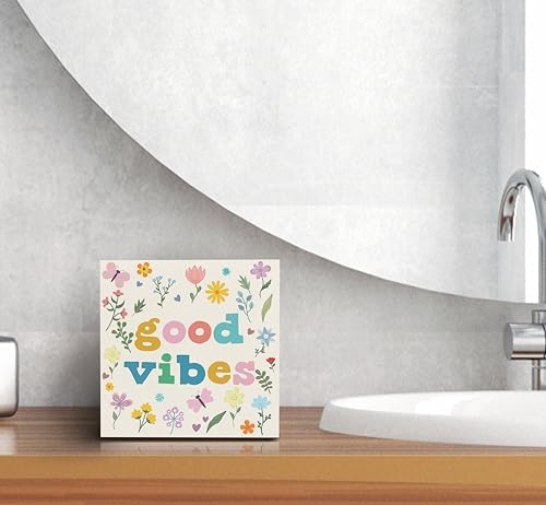 SRADMO Boho Floral Inspirational Wood Box Sign Desk Decor, Motivational Office Decor, Positive Inspirational Theme Wooden Block Box Sign Decoration for Home Office Shelf Table Decorative Accessories - Image 6