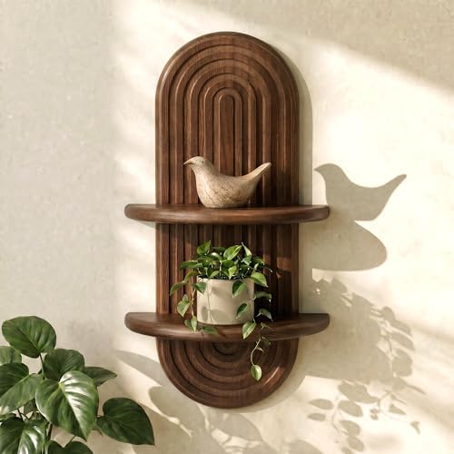 Plant Wall Shelf for Rustic Home Decor: Hanging Plant Shelf for Plant,Brown by EOSAHR