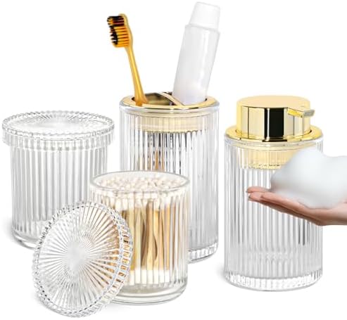 4pcs Clear Glass Bathroom Accessories Set by TonxusBathroomAccessories