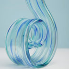 11.4" Tall Hand Blown Glass Sculpture, Murano Style Art Glass Figurine, Modern Coastal Home Decor Accent for Shelf, Table, TV Stand, Living Room Decoration - Image 6