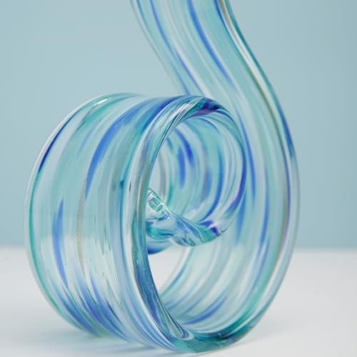 11.4" Tall Hand Blown Glass Sculpture, Murano Style Art Glass Figurine, Modern Coastal Home Decor Accent for Shelf, Table, TV Stand, Living Room Decoration - Image 6