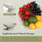 White Pedestal Fruit Bowl for Kitchen Counter, 9-Inch Ceramic Centerpiece Bowl with Fluted Texture, Modern Farmhouse Coffee Table Decor for Dining Table,Entryway Key Bowl, HouseWarming Gift - Image 5