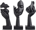 3 Pcs Thinker Small Statue Set - Black Art Abstract Home Accent Figurines for Decor Bedroom, Shelves, Living Room Coffee Table, Office Desktop (3 Pcs Black, 6") by oliruim