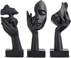 3 Pcs Thinker Small Statue Set - Black Art Abstract Home Accent Figurines for Decor Bedroom, Shelves, Living Room Coffee Table, Office Desktop (3 Pcs Black, 6") by oliruim