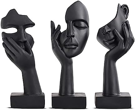 3 Pcs Thinker Small Statue Set - Black Art Abstract Home Accent Figurines for Decor Bedroom, Shelves, Living Room Coffee Table, Office Desktop (3 Pcs Black, 6") by oliruim