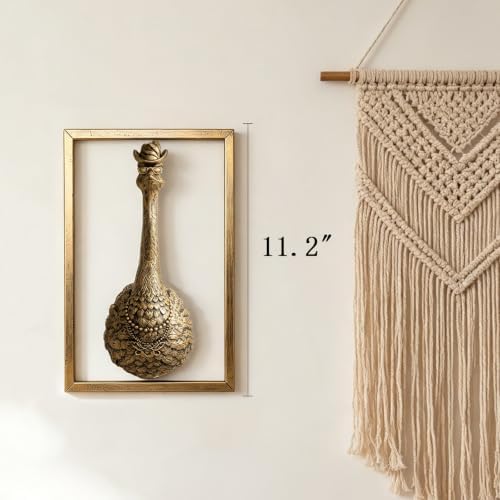 Exquisite Resin Animal Head Wall Sculpture Big bird (Gift Metal Frame) - Desert ostrich Imitation Copper Vintage Decor for Living Room, Bedroom & Office | Decorative Wall Hanging Art ( Ostrich ) - Image 3