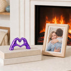 Purple Room Decor Accents, Heart Hand Statues and Sculptures, Purple Shelf Decor Figurines for Home Living Room Office entryway Table top Bohemian Wedding Decor. - Image 2