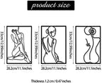 CHENGU 3 Pieces Metal Minimalist Abstract Woman Wall Art Line Drawing Wall Art Decor Single Line Female Home Hanging for Kitchen Bathroom Living Room - Image 4