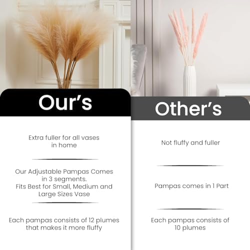 7 Pcs Faux Pampas Grass-45 Inches/3.75ft Large Boho Decor Fluffy Artificial Pompas Grass Décor Tall Vase Filler for Home Wedding Decoration (Beige Gradient, 7) - Image 5