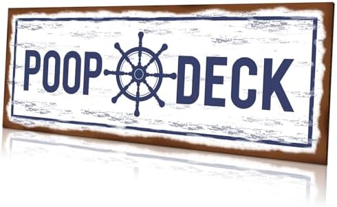 Jetec POOP DECK Sign Nautical Bathroom Wall Decor,White by Jetec