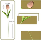 ONLY ART Artificial Brown Tulips 20 Pcs – 13.5 Inch PU Faux Flowers with Bendable Stems for Home Décor, Wedding Centerpieces, DIY Floral Arrangements, New Year and Valentine's Day - Image 2