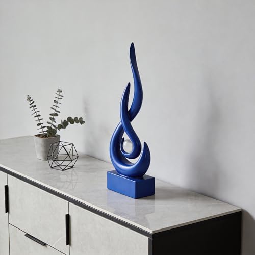 Modern Abstract Art Table Decoration,Resin Flame Statue Modern Centerpiece Ornaments for Living Room Great Gift Idea Home Decor,Collectibles (Pure Blue) - Image 3