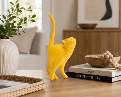 7 Inch Yellow Proud Cat Statue - Image 5