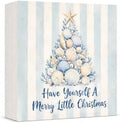 Christmas Decorations Coastal Xmas Seashell Tree Wood Box Sign by GUDIO