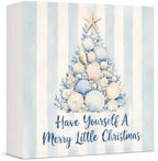 Christmas Decorations Coastal Xmas Seashell Tree Wood Box Sign by GUDIO