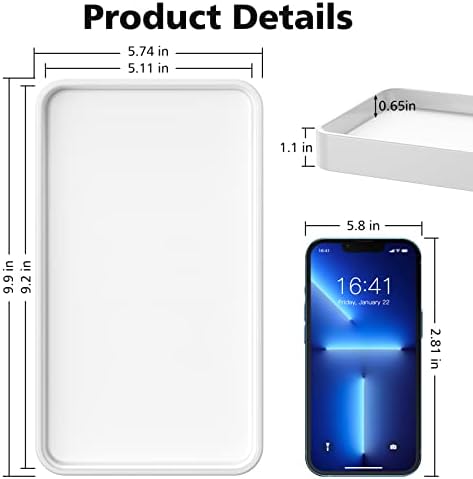 Gurygo 10" Bathroom Countertop and Vanity Tray - Kitchen Tray for Soap Bottles - Ceramic Vanity Tray for Bathroom Counter Organization - Kitchen Tray(White, Set/1) - Image 2