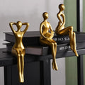 Quoowiit Gold Decor Thinker Statue Decor Book Shelf Decor, Abstract Statue Ornament Office Decor Modern Home Decor Decorations for Living Room Collectable Figurines Coffee Table Decor 3 Piece by Quoowiit