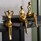 Quoowiit Gold Decor Thinker Statue Decor Book Shelf Decor, Abstract Statue Ornament Office Decor Modern Home Decor Decorations for Living Room Collectable Figurines Coffee Table Decor 3 Piece by Quoowiit
