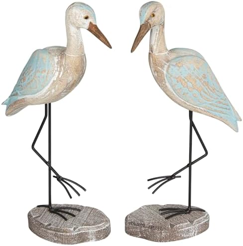 Seagull Statues Coastal Decor, Wooden Sea Birds Sculptures for Home Room Nautical Coastal Beach Decor, 2pcs (Light Brown) by Unknown