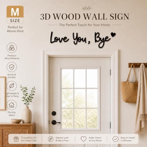 Wooden Love You Bye Sign, 3D Wall Decor Letters for Entryway Above Door, Farmhouse Boho Home Decor for Hallway Bedroom, Meaningful Gift - Image 4