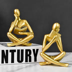 Gold Reading Women Statue, Thinker Sculptures, Abstract Art Ornament, Modern Aesthetic Figurine Decoration, Suitable for Home Living Room Bedroom Office Shelf Table Desk Bookshelf Decor (Gold Left) - Image 2