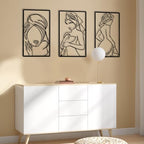 CHENGU 3 Pieces Metal Minimalist Abstract Woman Wall Art Line Drawing Wall Art Decor Single Line Female Home Hanging for Kitchen Bathroom Living Room - Image 5