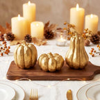 Gold Pumpkin Decor, 3Pcs Resin Pumpkin Figurines Fall Decoration for Home - Image 5