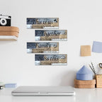 Lnond 4 Pieces Blue and Brown Abstract Living Room Wall Decor, Motivational Home Family Rustic Wall Art Decor for Bedroom Living Room, Rustic Wooden Farmhouse Home Decor, 12 x 4 Inch - Image 5