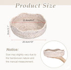 Hipiwe Rattan Key Basket for Entryway Table Handwoven Small Baskets Tray - Image 3