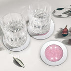 Jetec 6 Pcs Mirrored Glass Coasters with Holder, Bling, Pink, 4 Inch - Image 4
