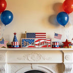 COCHIE Vintage 4th of July Decorations for Office, Home, Table, Mantel, Shelf, Desk, 4 x 11 Inch USA Flag Star Sign, Wooden Fourth of July Decor, Farmhouse Red Blue White Patriotic Centerpiece (Flag) - Image 4