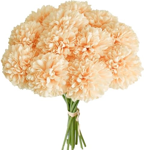 Mandy's 12pcs Artificial Champagne Ball Chrysanthemum Flowers by Mandys