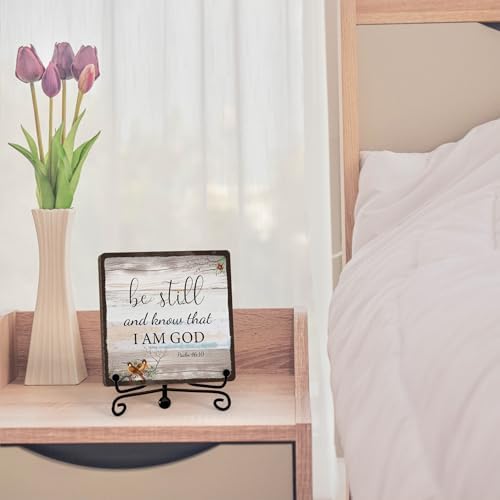 Home Decor, Farmhouse Be Still And Know That I Am God Shelf Decor For Living Room, Christian Gifts For Women Men, Entryway Tv Stand Fireplace Mantle Coffee Table Decoration (Still-14) - Image 3