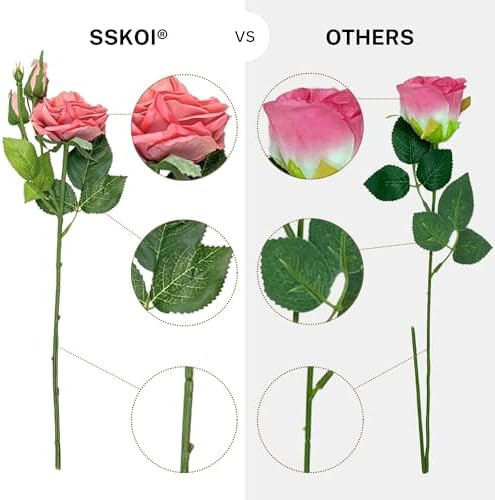 Real Touch Artificial Roses, 8PCS Long Stem Faux Flowers with Gift Box Packaging, Allergy-Free Floral Gift Set, Realistic Fake Roses for Home, Kitchen, Office, Wedding Décor, Gift Arrangement - Image 2